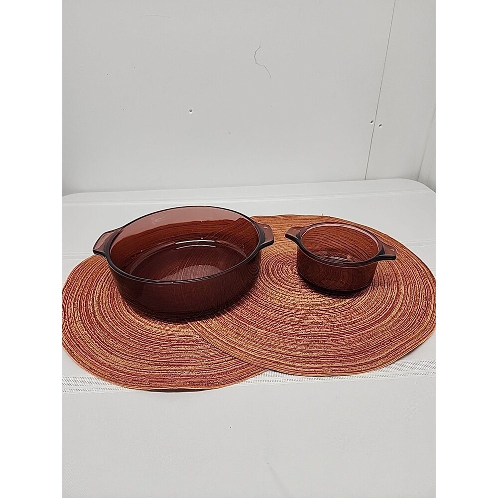 Vintage Pyr-O-Rey Amethyst/Cranberry Casseroles Set Of 2 No Lids Made In Mexico